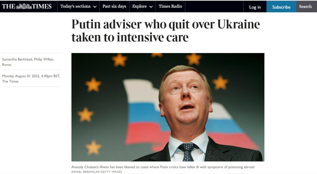 пост в Times Анатолия Чубайса пытались убить