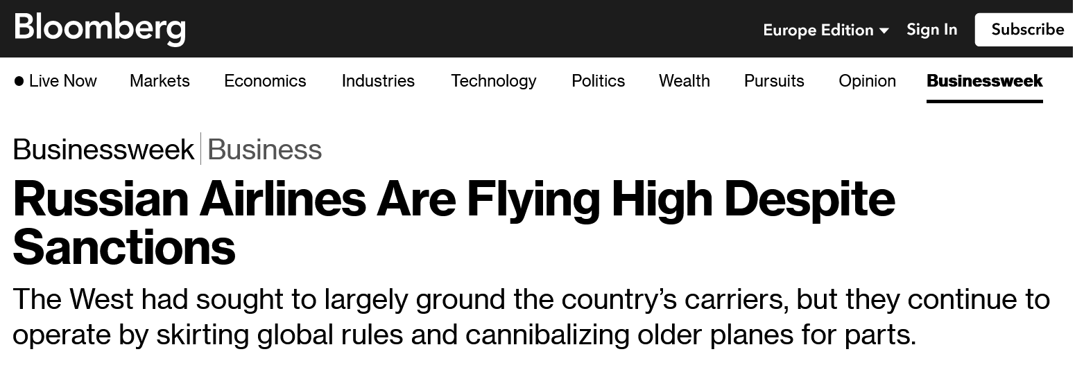 Screenshot 2023 03 15 At 17 20 42 Russian Airlines Are Flying High Despite Sanctions