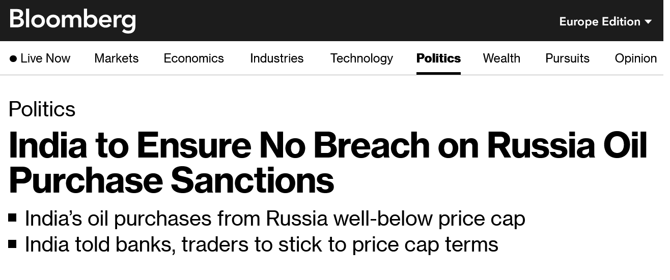 Screenshot 2023 03 16 At 12 41 05 India To Ensure No Breach On Russia Oil Purchase Sanctions