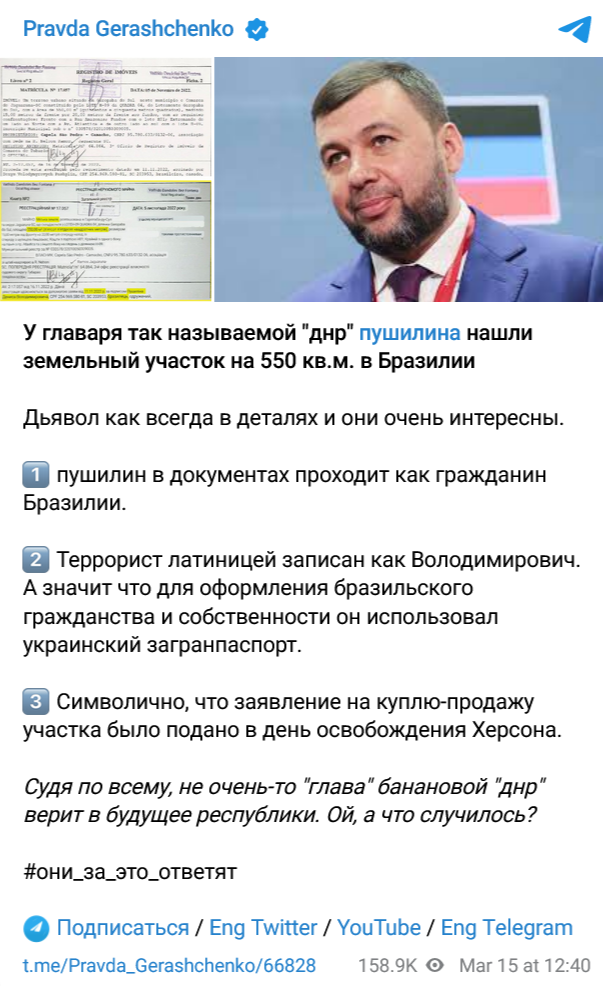 Денис Пушилин купил дом в Бразилии