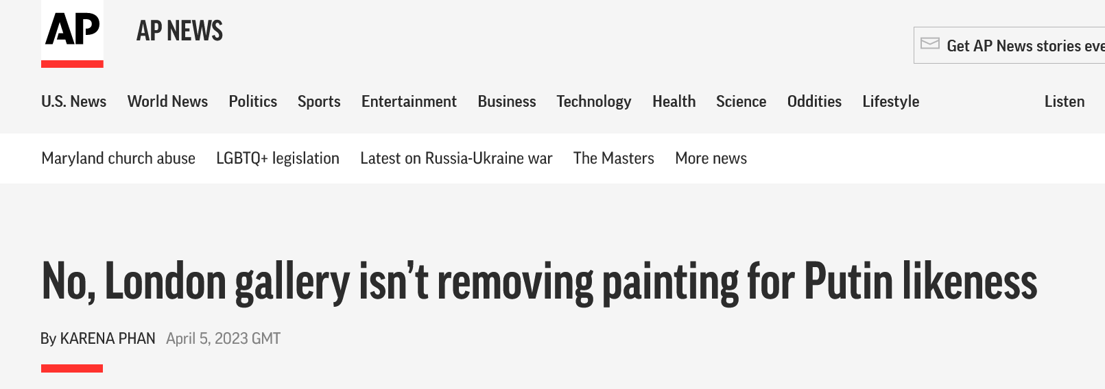 Screenshot 2023 04 07 At 10 57 10 No London Gallery Isnt Removing Painting For Putin Likeness