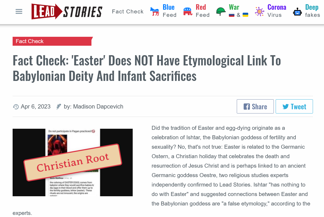 Screenshot 2023 04 14 At 11 54 10 Fact Check Easter Does Not Have Etymological Link To Babylonian Deity And Infant Sacrifices Lead Stories