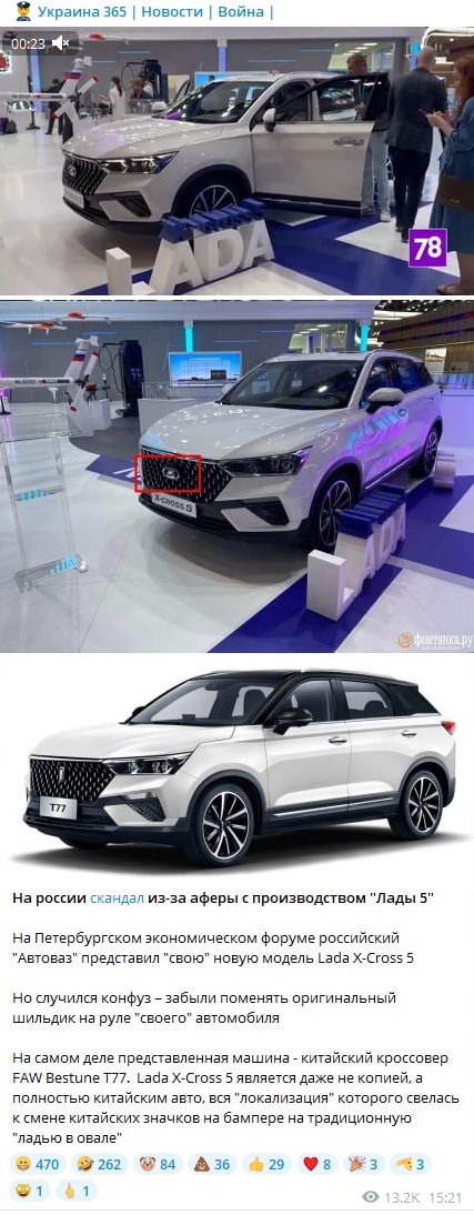 скандал на производстве Lada X-Cross 5 Faw Bestune T77