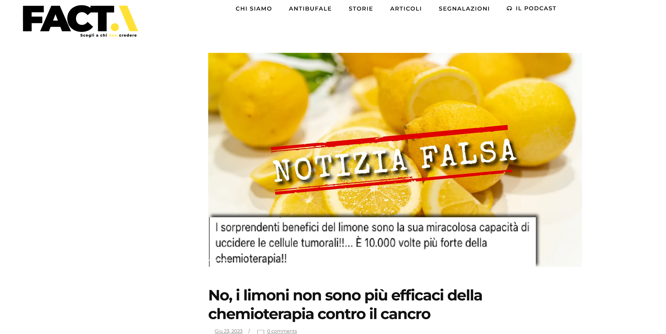Screenshot 2023 07 05 At 12 26 57 No I Limoni Non Sono Piu Efficaci Della Chemioterapia Contro Il Cancro