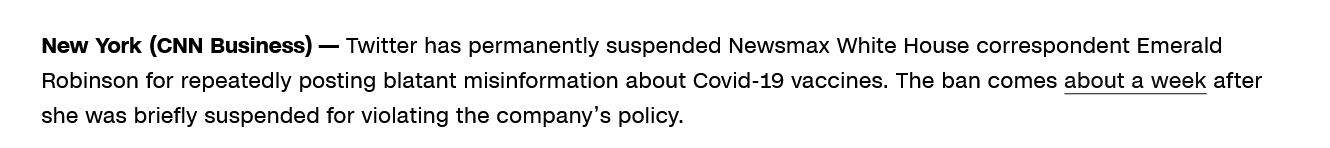 Screenshot 2023 07 24 At 14 24 27 Newsmax Reporter Permanently Banned From Twitter For Posting Covid Misinformation Cnn Business