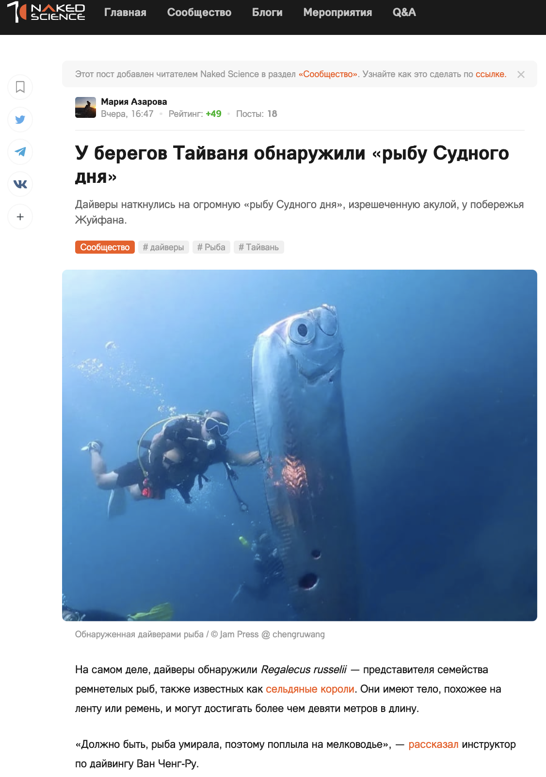 китайская рыба судного дня в Тайване