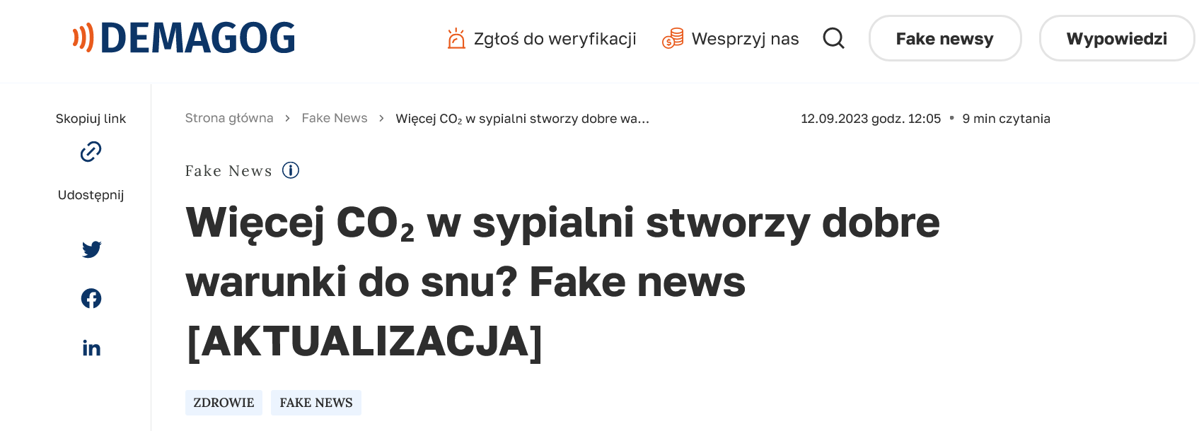 Screenshot 2023 09 22 At 16 55 03 Wiecej Co W Sypialni Stworzy Dobre Warunki Do Snu Fake News