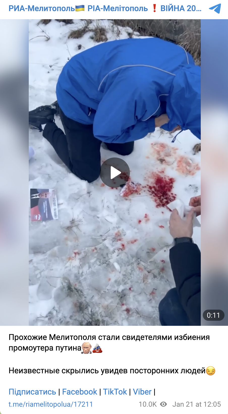 V Melitopole Izbili Promoutera Agitirujushhego Za Putina