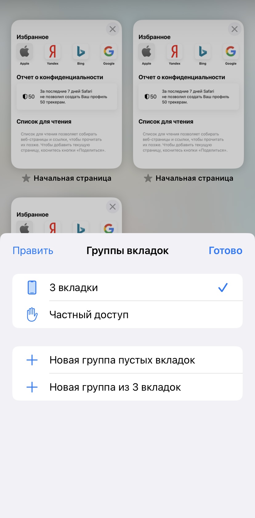 скриншот как включить режим инкогнито в сафари