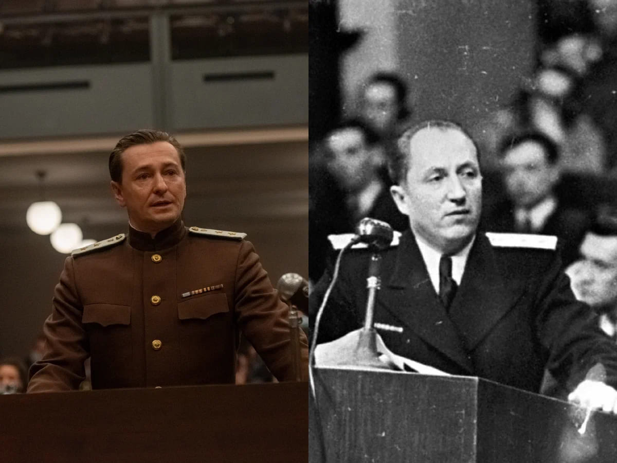 Sergey Bezrukov V Roli Romana Rudenko V Filme Nyurnberg I Realnyy Roman Rudenko Na Zasedanii Nyurnbergskogo Tribunala