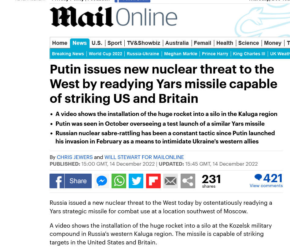 Россия готовится использовать ядерное оружие