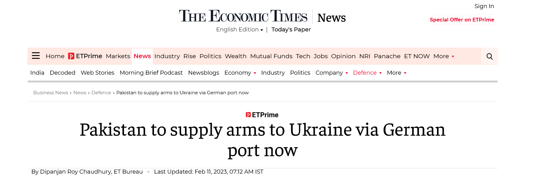 Screenshot 2023 02 17 At 15 05 53 Pakistan To Supply Arms To Ukraine Via German Port Now