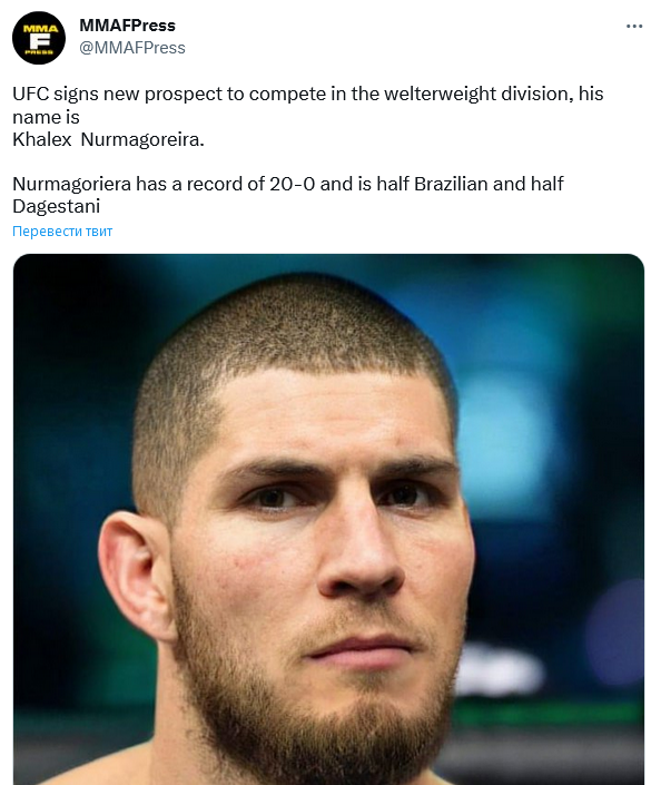 Американская компания UFC подписала нового бойца Халекса Нурмагорейра
