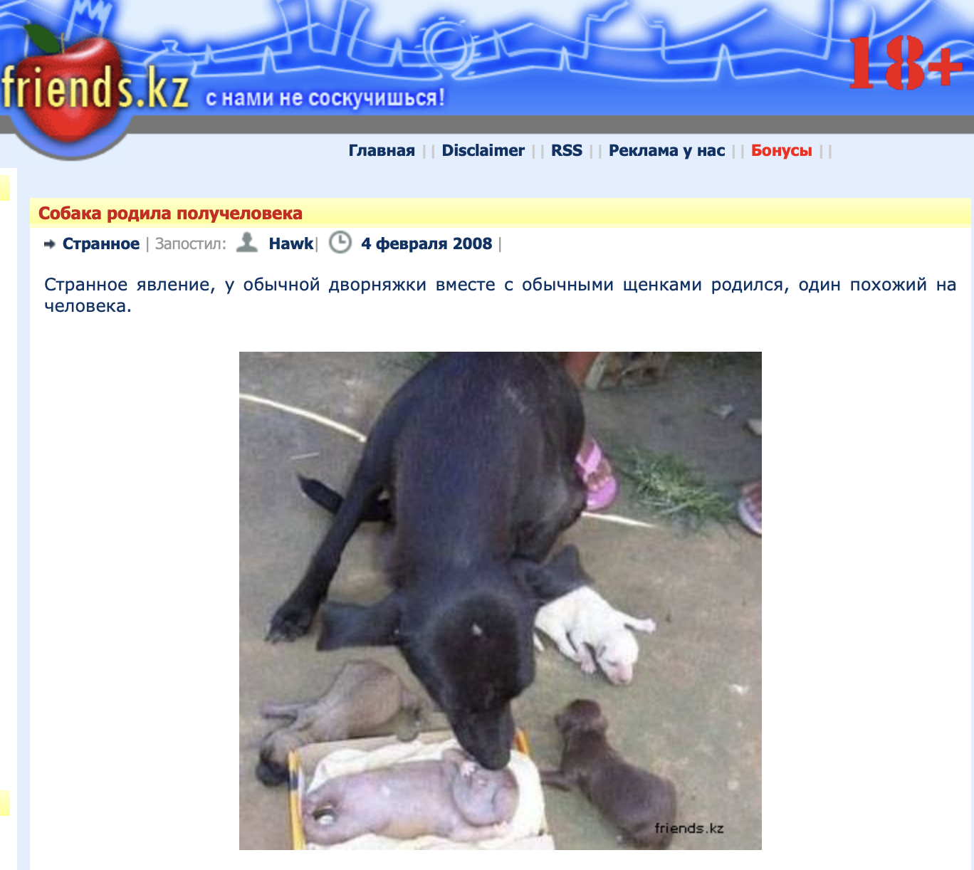 В России родился щенок с человеческим лицом