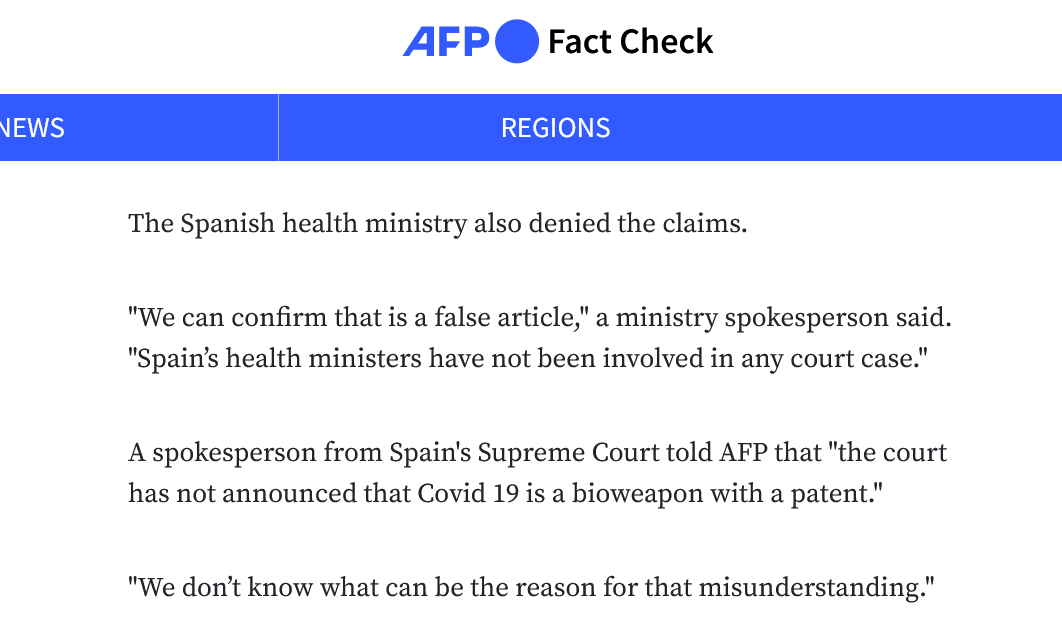 Верховный суд Испании признал Covid-19 биологическим оружием