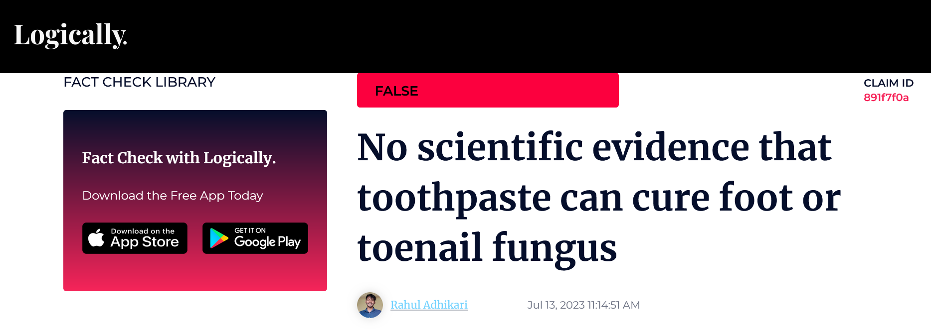 Screenshot 2023 07 17 At 13 19 18 False No Scientific Evidence That Toothpaste Can Cure Foot Or Toenail Fungus