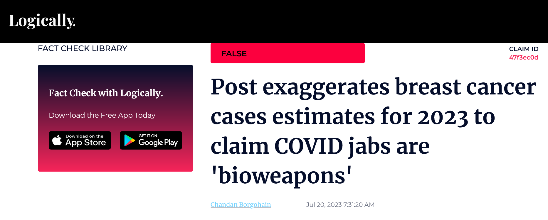 Screenshot 2023 07 24 At 14 26 49 False Post Exaggerates Breast Cancer Cases Estimates For 2023 To Claim Covid Jabs Are Bioweapons
