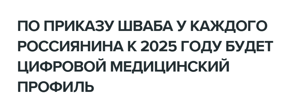 по приказу Шваба у каждого россиянина к 2025 году будет цифровой медицинский профиль