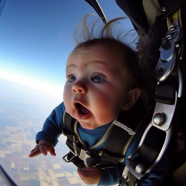 Младенцы прыгают с парашютом