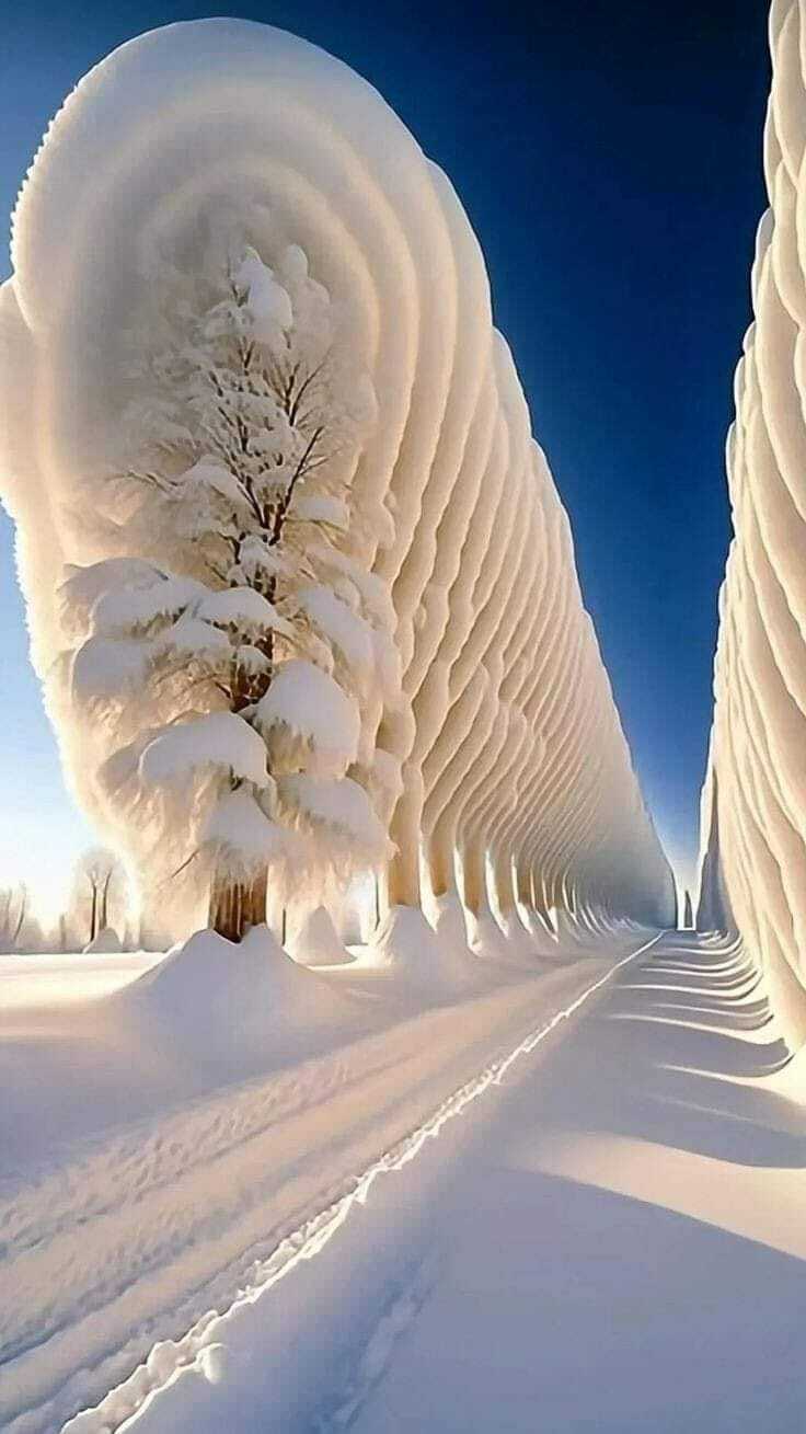 В Финляндии деревья покрылись снежным куполом