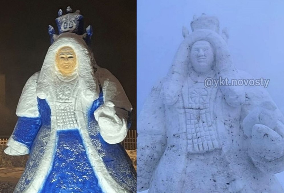 В Якутии слепили Снегурочку с лицом Ельцина