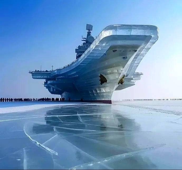 В Китае построили гигантский авианосец изо льда