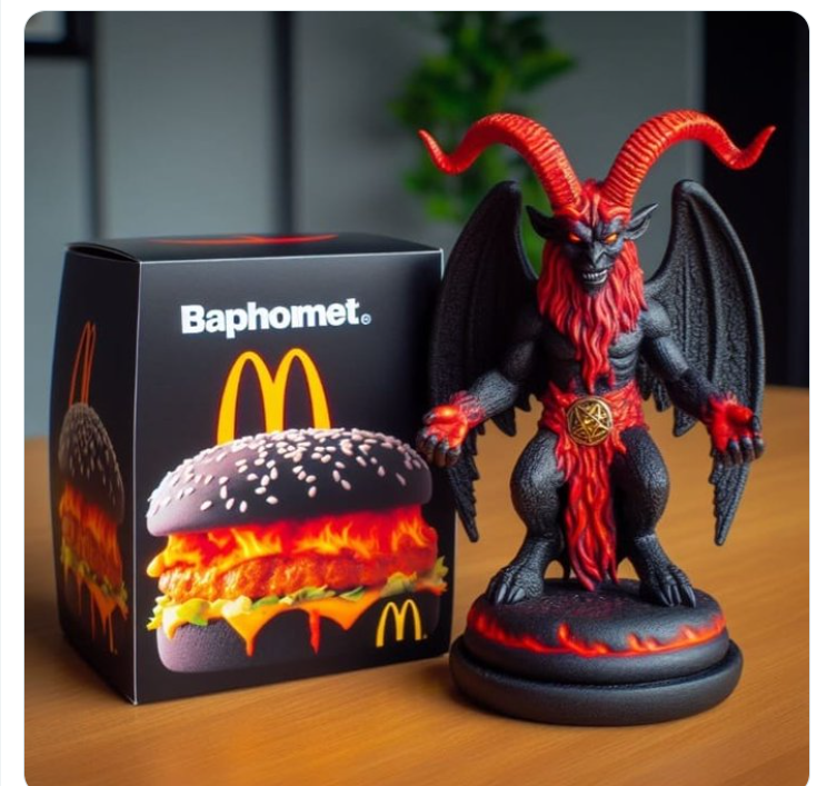 В McDonald’s продают «сатанинский» Happy Meal с черным гамбургером и игрушкой-дьяволом