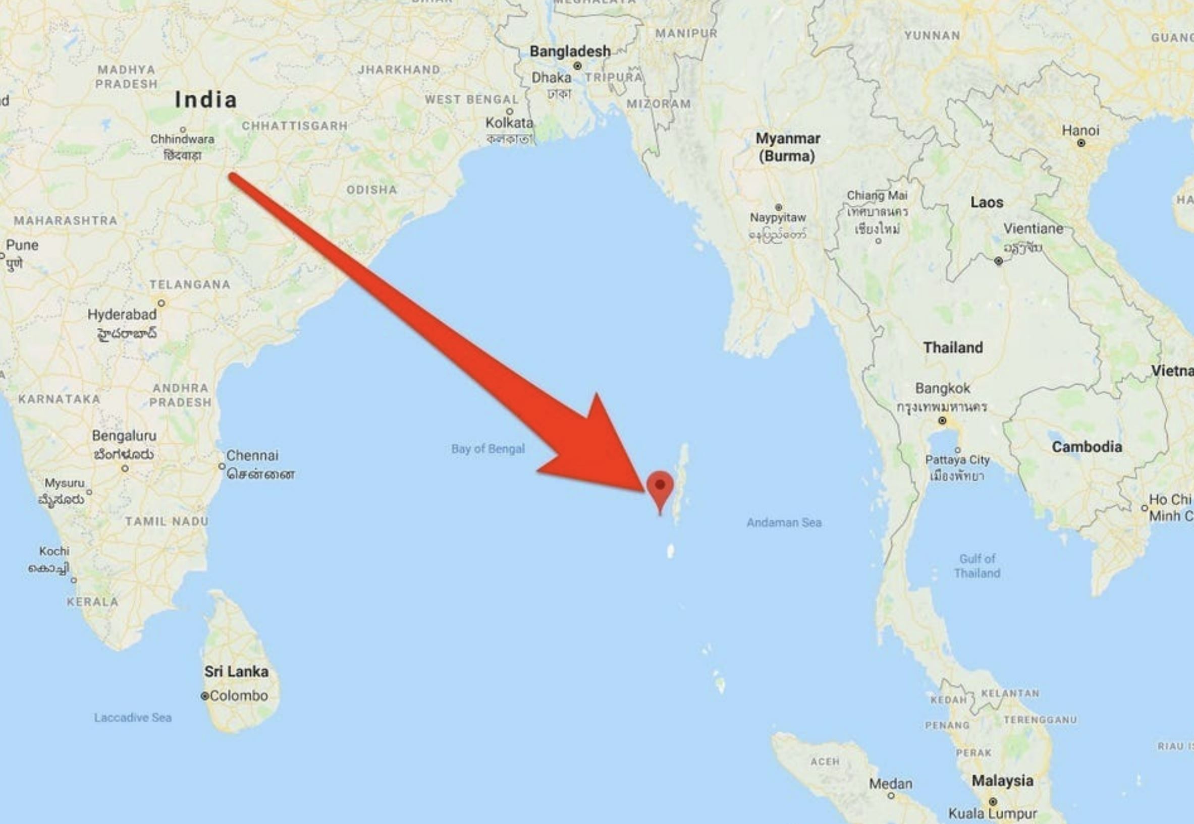 северный сентинельский остров на Google Maps